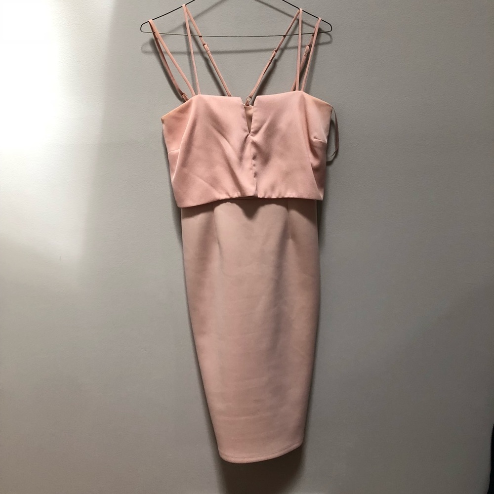 Blush wedding guest dress